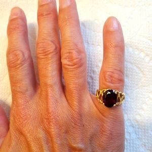 Genuine Garnet 10k gold ring